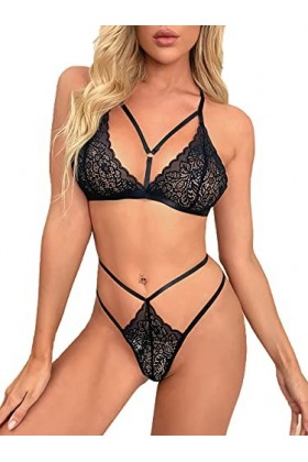 Manxing Lingerie Femme Dentelle Ensemble de Lingerie Classique Ensemble de Soutien-Gorge+Slips