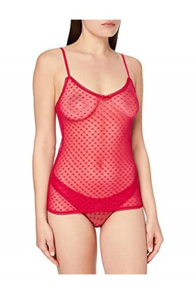 Iris & Lilly Ensemble de Lingerie en Dentelle Femme, Rouge Framboise, 40