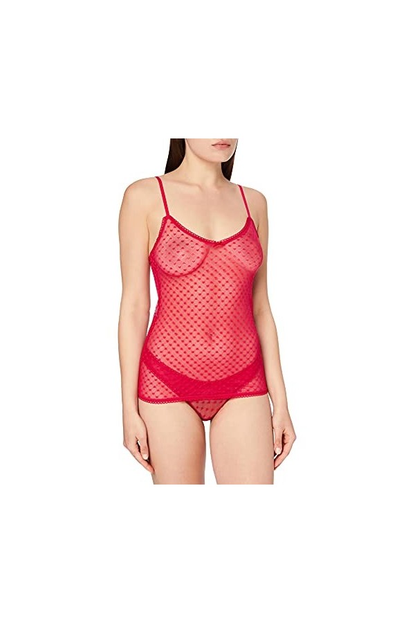 Iris & Lilly Ensemble de Lingerie en Dentelle Femme, Rouge Framboise, 40