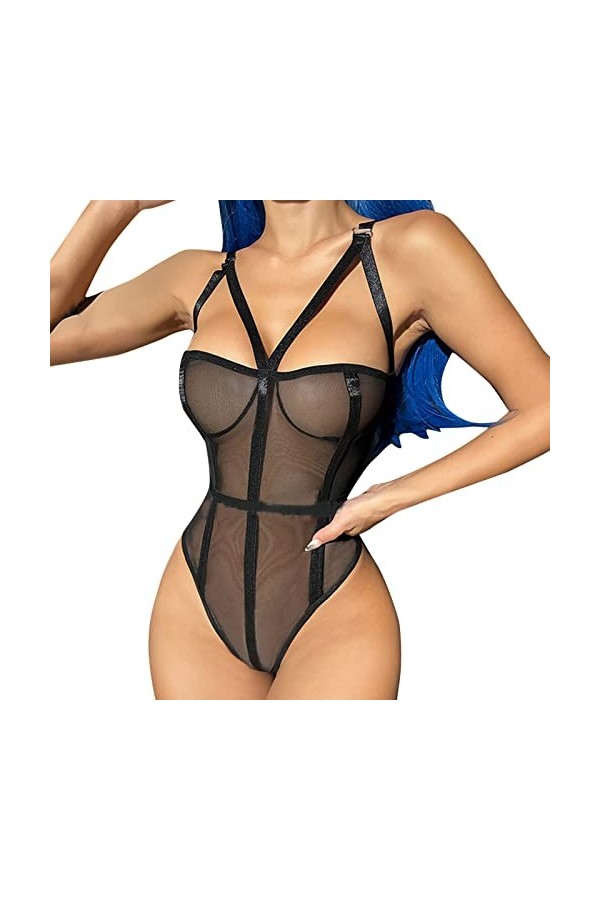 Ensemble Lingerie Femme, Ensemble de Lingerie pour Femme Résille Lingerie Sexy Vêtements de Nuit Bodystockings Robe Transpare