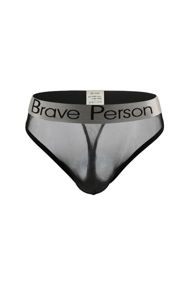 MEGAHERZ Shorts pour Hommes Thong en Maille Slip Sexy pour Hommes Noir,L 