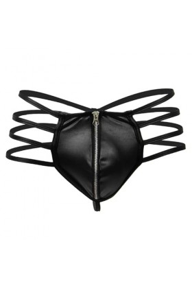 Mymyguoe Jockstrap Color Bulge Brief G-Strings Tanga Sous-vêtements Tanga Caleçon pour homme avec fermeture éclair, Noir , L