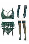 Ensemble de lingerie sexy avec porte-jarretelles avec bas et gants, soutien-gorge et culotte pour femmes vêtements de nuit se