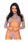 Leg Avenue Top Bikini Résille Arc-en-Ciel String/Assortis Multicolore Taille Unique