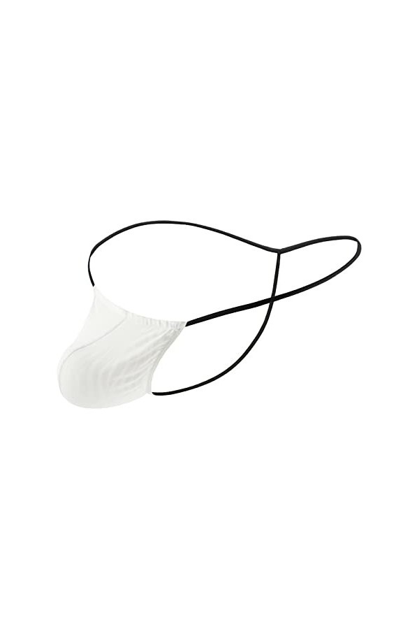 MEGAHERZ sous-vêtements Sexy pour Hommes ondulations personnalité Taille Basse fuites Fesses Pantalon à Bretelles Spaghetti C