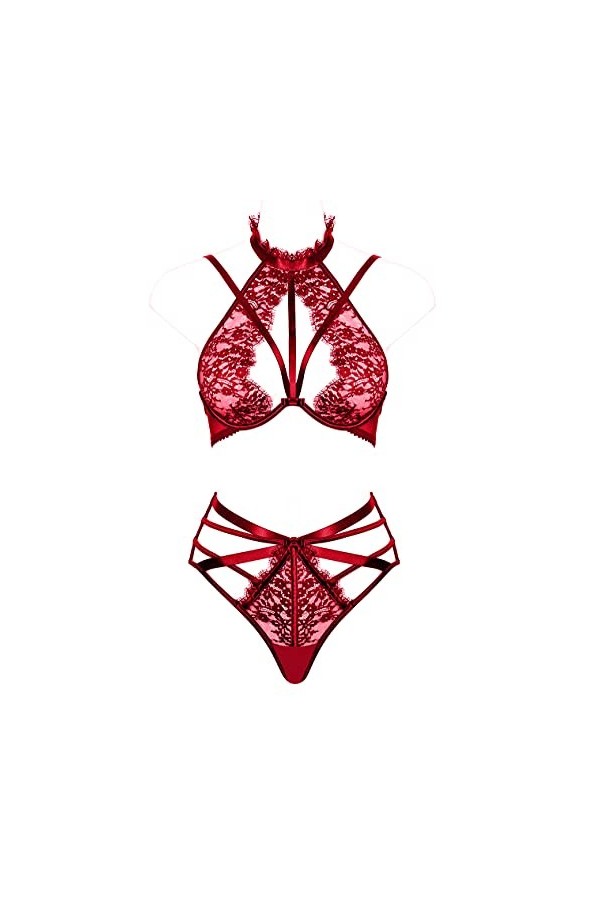Lingerie sexy en dentelle pour femme - Rouge - 95