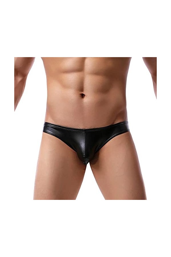 Duohropke Boxer effet mouillé pour homme - Brillant - En cuir verni - Sous-vêtements érotiques, 02 noir., XXXXXL