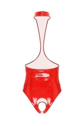 Kaerm Body Sexy Femme Dentelle Combinaison Latex Ouvert Entrejambe par Zip Lingerie Coquine Bustier Harnais Poitrine Décollet