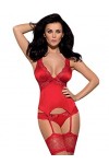Selente Love & Fun Ensemble coquin à 3 pièces: guêpière, string et Bandeau pour Les Yeux en Satin, rouge armatures, XXL