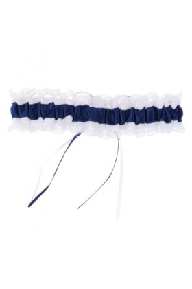 Jarretière en Dentelle Satin Bleu Marine - Accessoire DIY Vintage pour Cadeau de Mariage ouanniversaire pour Femme