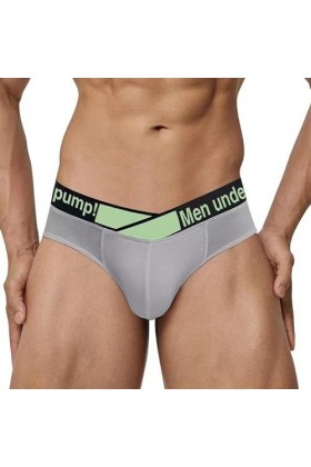 MEGAHERZ Slips pour Hommes Pantalon Sexy avec Ceinture en V Gradient Laser Comfort Low Rise Briefs Blanc A,M 
