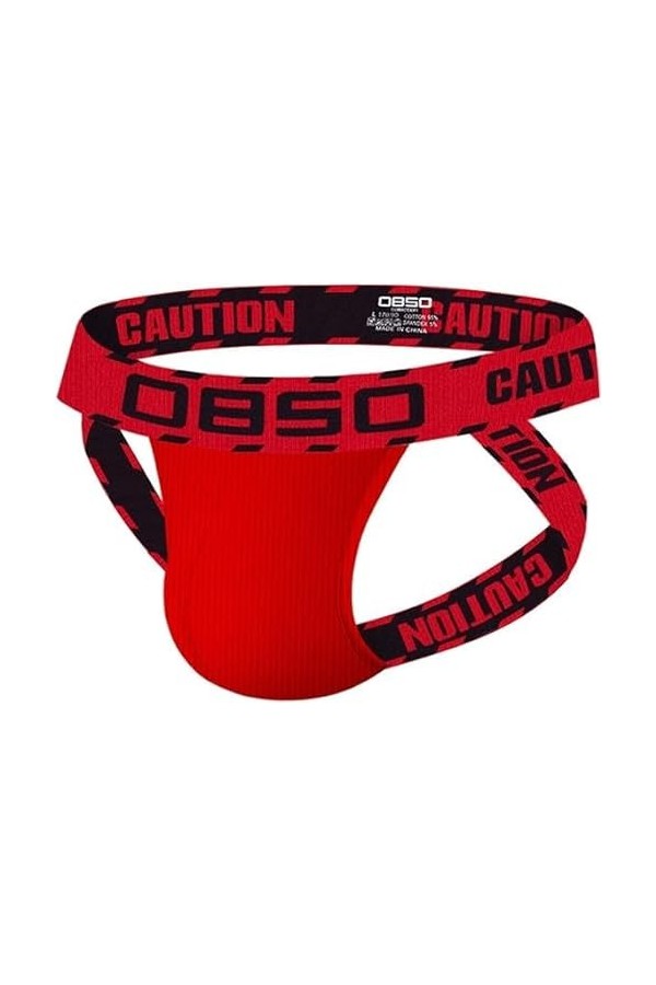 Hommes Sexy Taille Basse Tongs Hip Lift Sexy T Pantalon Pochette Pantalon T Pantalon Slip en Coton pour Homme Pack Rouge,L 