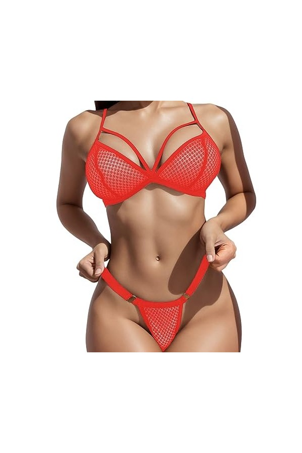 Ensemble Lingerie Sexy Femme Érotique, Femmes Noir Dentelle Sexy Ouvert Entrejambe Bas Crotchles RéSille Lingerie Lingerie Pu