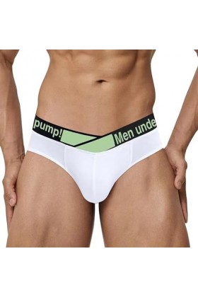 MEGAHERZ Slips pour Hommes Pantalon Sexy avec Ceinture en V Gradient Laser Comfort Low Rise Briefs Blanc A,M 