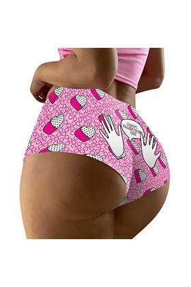 DUHGBNE Femme Saint Valentin Imprimé Shorts Drôle Boxers Sous-vêtements Boyshort Culotte Femme Pyjama Rembourré Cuissard Homm