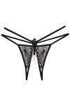 Zannycn String pour femme - Slip ouvert - Sexy - Dentelle - Effet mouillé - Bikini - Entrejambe ouvert - Lingerie sexy - Stri