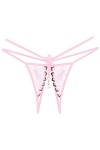 Zannycn String pour femme - Slip ouvert - Sexy - Dentelle - Effet mouillé - Bikini - Entrejambe ouvert - Lingerie sexy - Stri
