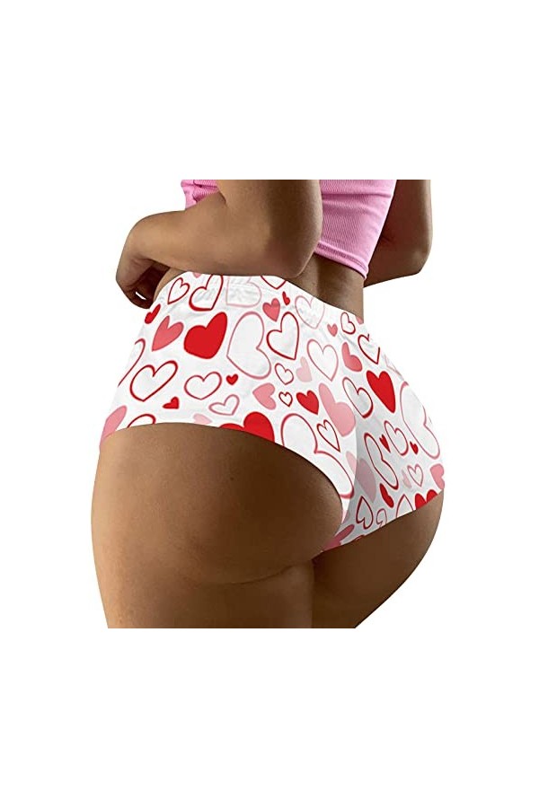DUHGBNE Femme Saint Valentin Imprimé Shorts Drôle Boxers Sous-vêtements Boyshort Culotte Femme Pyjama Femme Sous-vêtements Sl