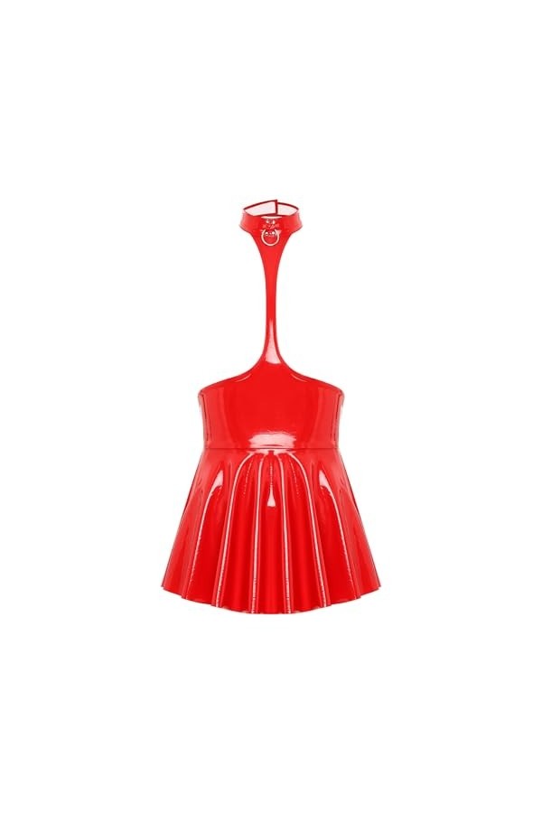 MSemis Bodystocking Combinaison Sexy Lingerie Body Sexy Femme sous-VêTements dos nu Cuir Bodysuit mini robe courte S-4XL Noir