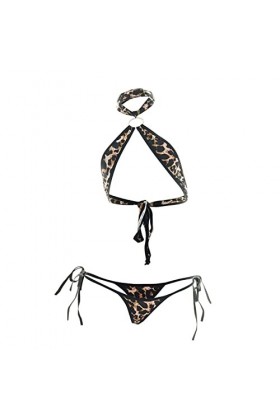 Lingerie Corsages Sexy TROIS Support de Points Léopard Bikini Tentation Pyjama Sous-Vêtements Sexy Haut, Noir , taille unique