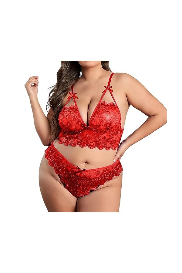 Lingerie Ensemble Femme, Femme Ensemble de Lingerie Sexy Babydoll Imprimé Léopard Push Up Bra Soutien-Gorge et String Culotte