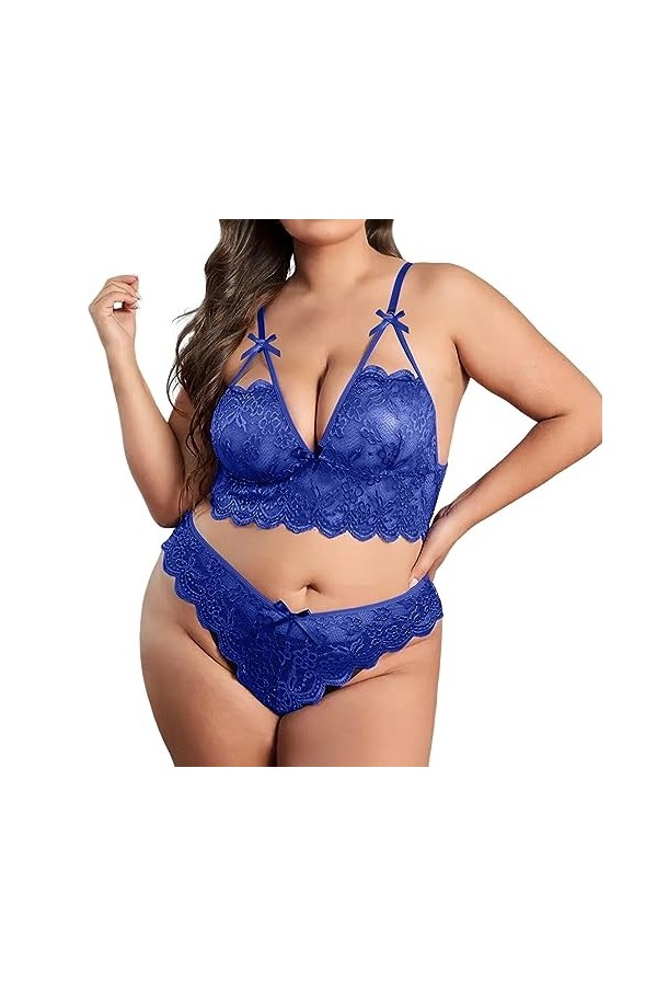 Lingerie Ensemble Femme, Femme Ensemble de Lingerie Sexy Babydoll Imprimé Léopard Push Up Bra Soutien-Gorge et String Culotte