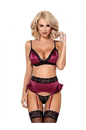 Obsessive Séduisant Ensemble de Lingerie à 2-3 pièces: Soutien-Gorge, Slip, Porte-Jarretelles dans Une Boite Cadeau, Noir/F