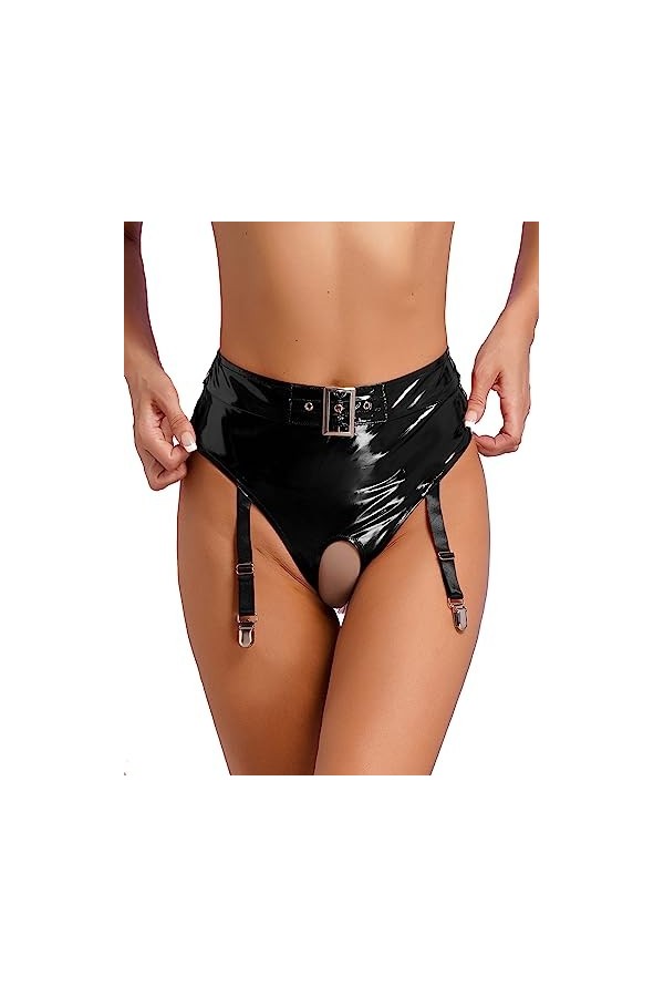 IEFIEL Strings Tangas Femmes Erotique Porte-Jarretelles Bas avec Clips Réglable Séduction sous-vêtements Jarretière Jarretell
