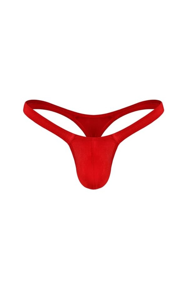 BreakEgg Hommes Sexy G-String String sous-Vêtements Doux Confortable Mens T Retour Mémoires Rouge,Taille Unique 