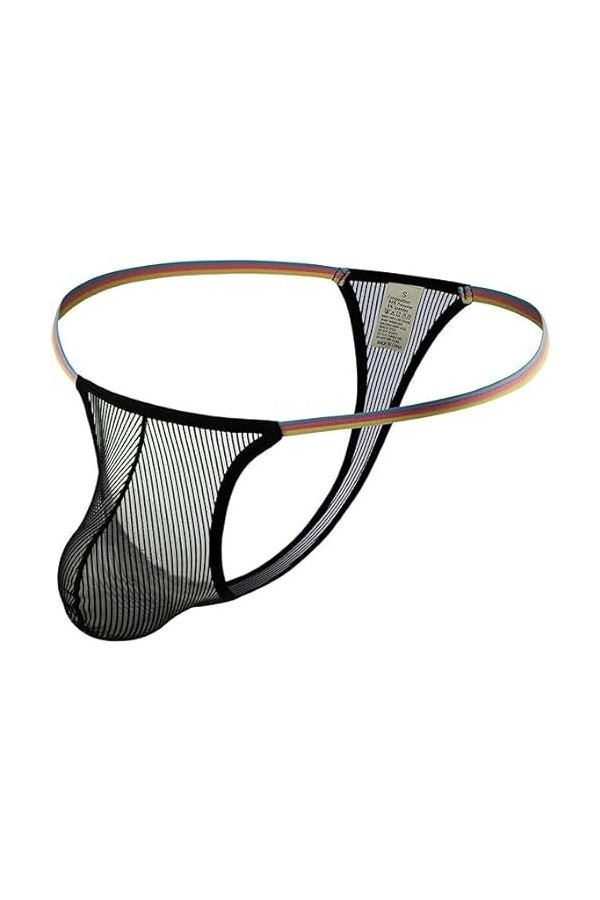 MEGAHERZ String en Maille pour Homme Grande Taille en Maille Creuse Taille Basse String Sexy Slip Homme Blanc,L 