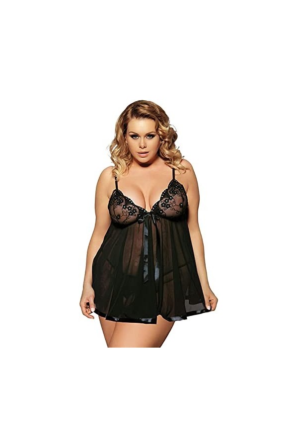 JEShifangjiusu Femmes Dentelle Bordure V Cou Tulle Mesh Pyjama PoupéE Lingerie Sexy Mini Chimie Camouflage Robe Pyjama Camouf