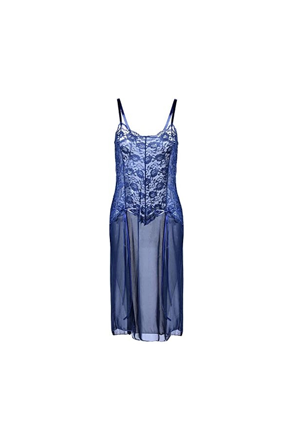 JEShifangjiusu Femmes Sexy Perspective Robe Halter Maille Halter Dress Pyjama Bretelles sous - VêTements Transparent Bleu,6X