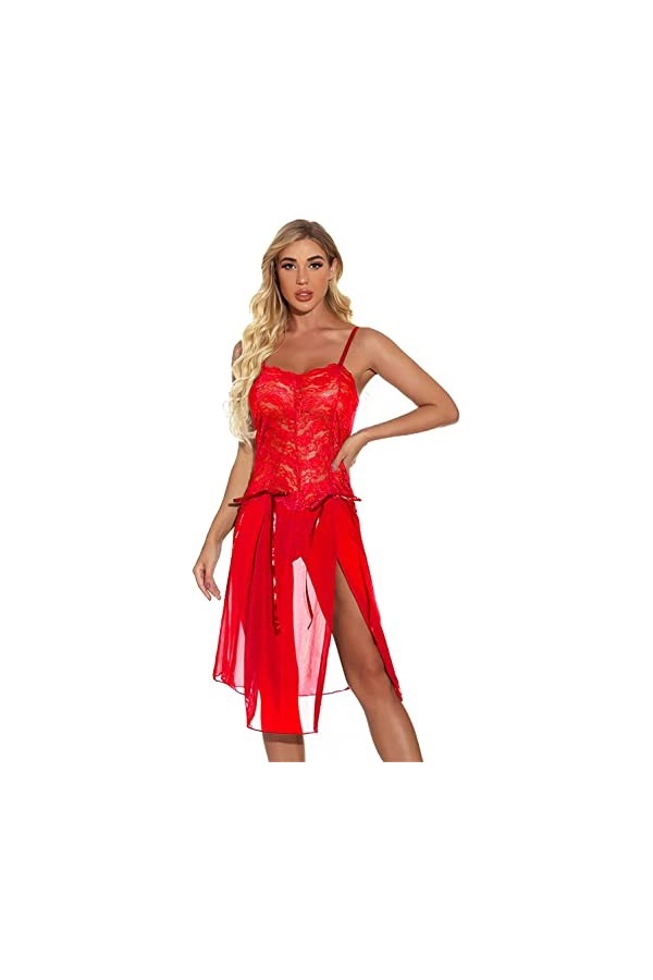 JEShifangjiusu Femmes Sexy Perspective Robe Halter Maille Halter Dress Pyjama Bretelles sous - VêTements Transparent Bleu,6X