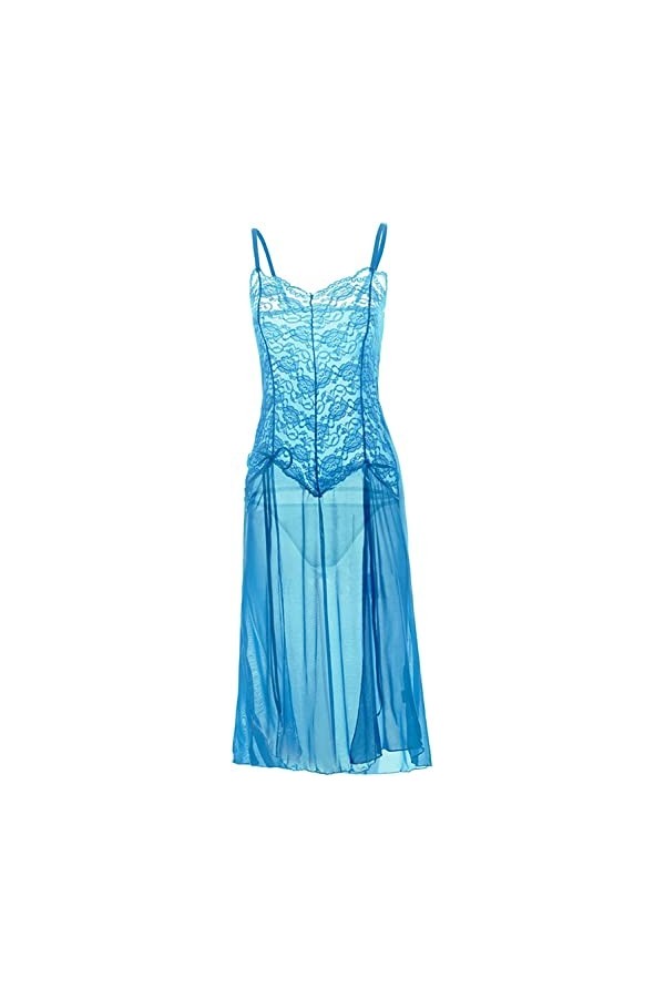 JEShifangjiusu Femmes Sexy Perspective Robe Halter Maille Halter Dress Pyjama Bretelles sous - VêTements Transparent Bleu,6X