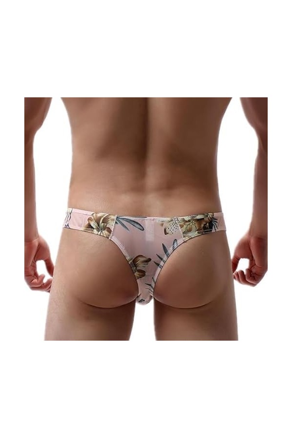 MEGAHERZ Hommes Imprimer String sous-vêtements Mesh Sexy Gay Sissy Tanga Hombre Jockstrap Homme Bikini G Strings U Poche Resp