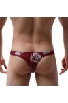 MEGAHERZ Hommes Imprimer String sous-vêtements Mesh Sexy Gay Sissy Tanga Hombre Jockstrap Homme Bikini G Strings U Poche Resp