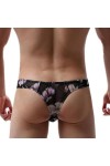 MEGAHERZ Hommes Imprimer String sous-vêtements Mesh Sexy Gay Sissy Tanga Hombre Jockstrap Homme Bikini G Strings U Poche Resp