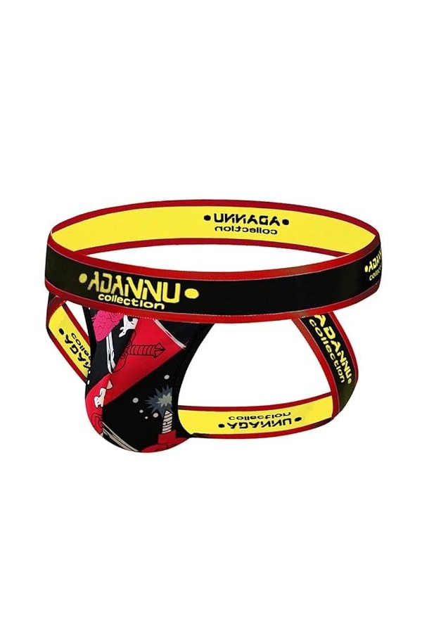 MEGAHERZ Mens Seamless Double Thong Ice Silk Sexy Thong Mens Breathable Underwear Mens Low Rise Pants Jaune,M 