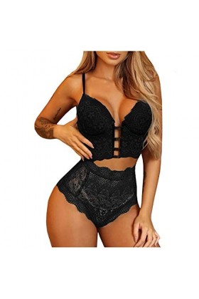 TDEOK Lingerie sexy porte-jarretelles Lingerie Sexy Ensemble Noir Rouge, Noir , S