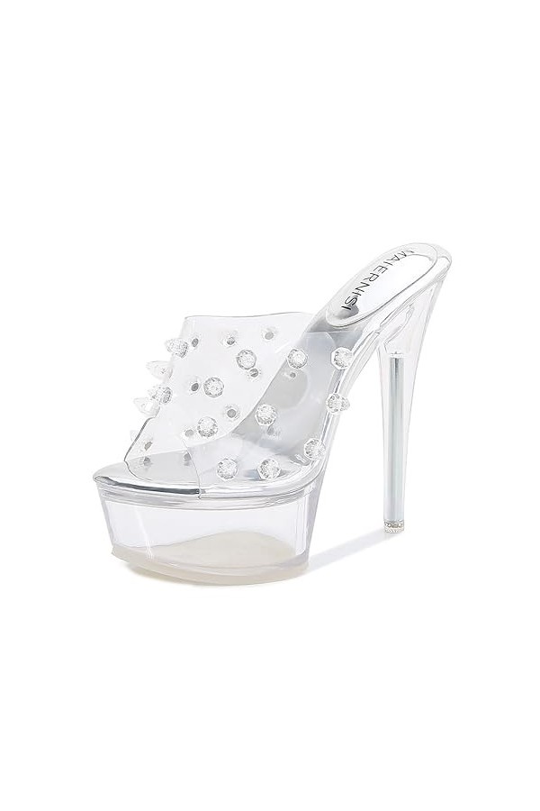 Soyez la star de la nuit avec ces superbes sandales à talons hauts transparentes cloutées Élevez votre style avec ces sandale