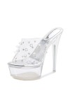 Soyez la star de la nuit avec ces superbes sandales à talons hauts transparentes cloutées Élevez votre style avec ces sandale