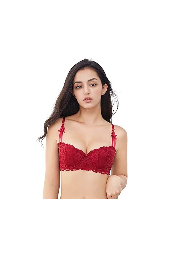 Femmes Push Up Soutiens-Gorge et Culottes en Dentelle Lingerie et jarretière et Bas 4pcs