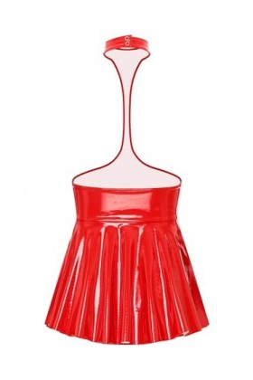 Yeahdor Body Sexy Femme Mini Robe Cuir Robe Moulante Courte Lingerie Latex Coquine Tenue Sexy Femme S-4XL Rouge A L