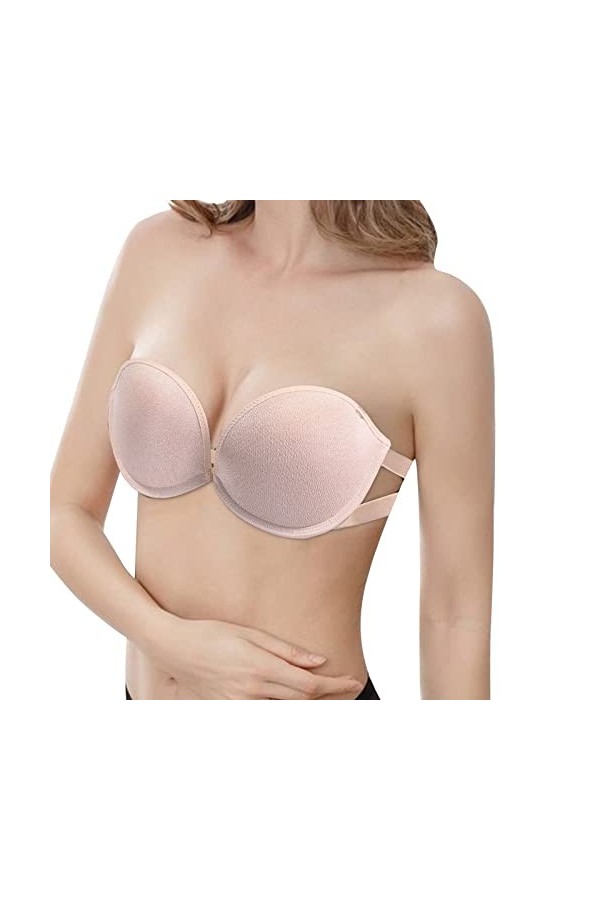 HANXIULIN Soutien-gorge adhésif invisible sans bretelles pour femme - Soutien-gorge push-up sans bretelles - Doux pour la pea
