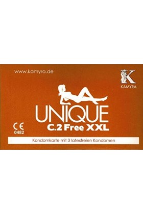 Kamyra Unique C.2 Free XXL, préservatifs grandes et sans latex en étui discret, 1 x 3 pc.