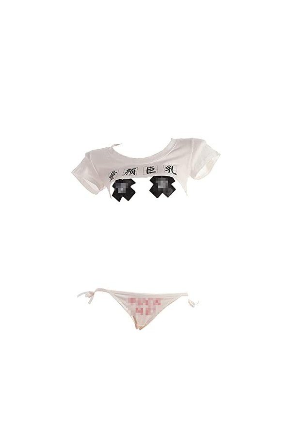 SINROYEE Ensemble de lingerie sexy pour femme avec soutien-gorge et culotte japonais, noir, taille unique