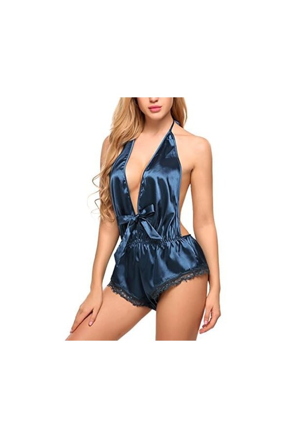 DELESYS Body Lingerie - Lingerie sexy réglable en V profond,Body en dentelle pour soirée lingerie, nuit de noces, tenue sexy 