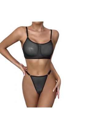 DUHGBNE Ensemble de lingerie sexy pour femme, soutien-gorge réglable, bas sexy, slip transparent pour homme, lingerie en dent