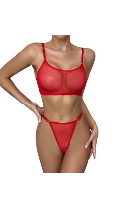 DUHGBNE Ensemble de lingerie sexy pour femme, soutien-gorge réglable, bas sexy, slip transparent, robe transparente pour femm