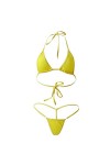Ensemble de lingerie de bain sexy en dentelle douce avec soutien-gorge et culotte pour femme, 1set A, jaune, taille unique